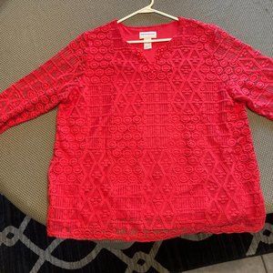 NWT - Alfred Dunner Women's Blouse - 1X - Warm Red